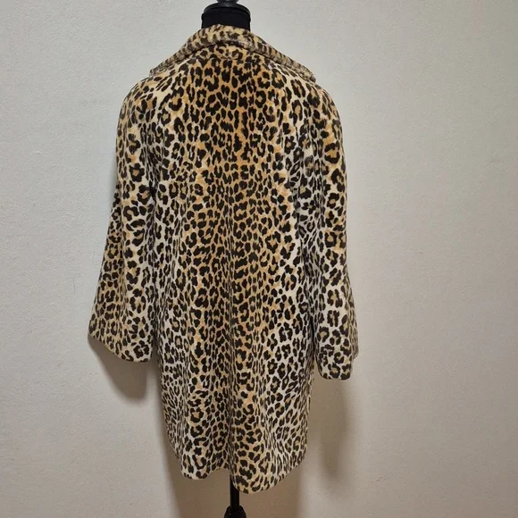Vintage Leopard Print Car Coat 2 Large Front Pockets Gorgeous! - Picture 10 of 11